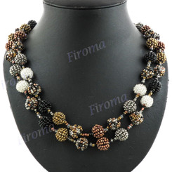 Seed Beads 24" Silver Black Necklace