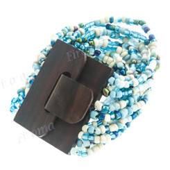 3mm Seed Beads Buckle 7" Turquoise Peacock Bracelet