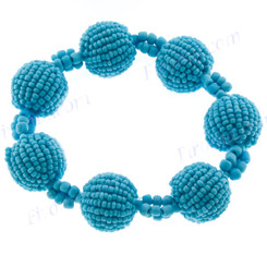 Glass Seed Beads 6" Turquoise Blue Bracelet