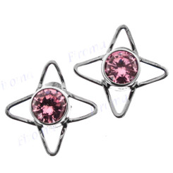 11/16" 925 Silver Pink Quartz Post Earrings