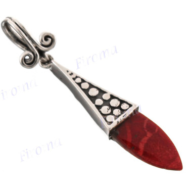 2" 925 Silver Red Coral Pendant