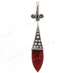2" 925 Silver Red Coral Pendant