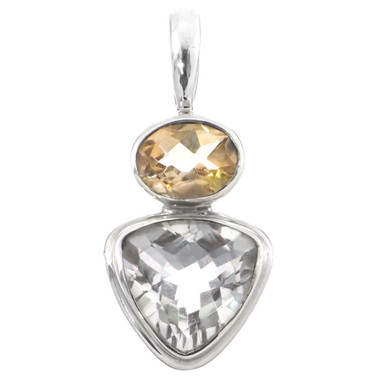 1 1/16" 925 Silver Champagne Quartz Citrine Pendant