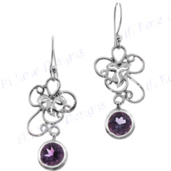 1 7/16" 925 Silver Amethyst French Wires Earrings