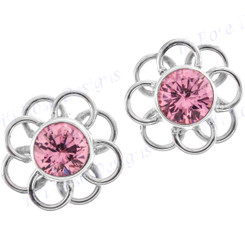 1/2" 925 Silver Pink Quartz us 6 Post Earrings