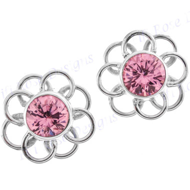 1/2" 925 Silver Pink Quartz us 6 Post Earrings