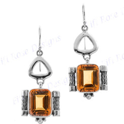 1 1/4" 925 Silver Citrine French Wires Earrings
