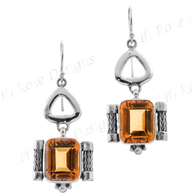 1 1/4" 925 Silver Citrine French Wires Earrings