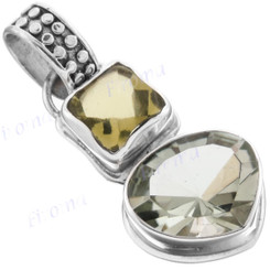 1 5/16" 925 Silver Green Amethyst Lemon Quartz Pendant