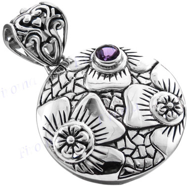1 5/8" 925 Silver Amethyst Pendant