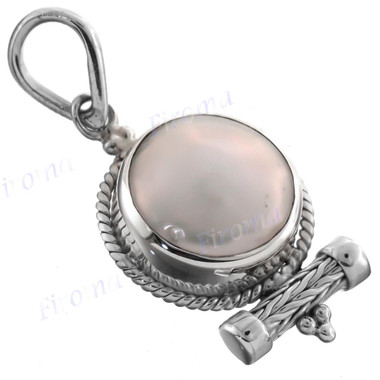 1 1/4" 925 Silver White Biwa Pearl Pendant