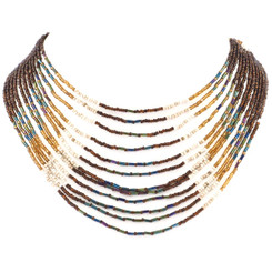 Seed Beads 18" Peacock Bronze Necklace