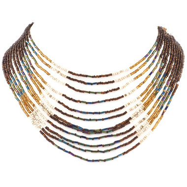 Seed Beads 18" Peacock Bronze Necklace