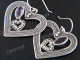 1 1/4" 925 Silver Amethyst Heart French Wires Earrings