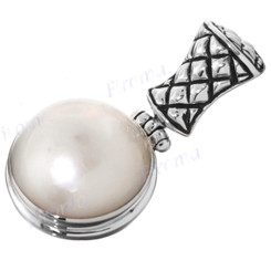 1 1/8" 925 Silver White Mabe Pearl Pendant