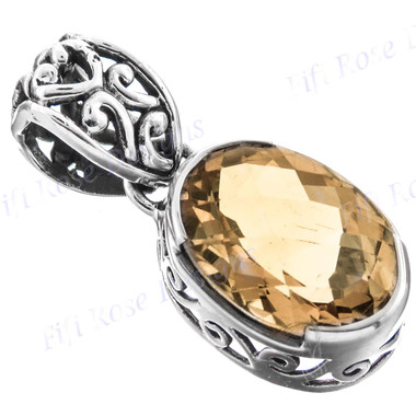 7/8" 925 Silver Citrine Pendant