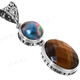 2 7/16" 925 Silver Tiger Eye Grey Mabe Pearl Pendant