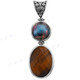2 7/16" 925 Silver Tiger Eye Grey Mabe Pearl Pendant