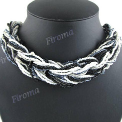 2mm Glass Seed Beads 21" Black Brown Necklace
