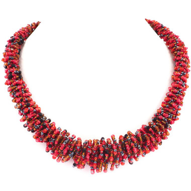 Seed Beads 24" Hematite Red Necklace Bead
