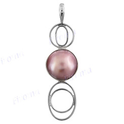 2 1/16" 925 Silver Pink Mabe Pearl Pendant