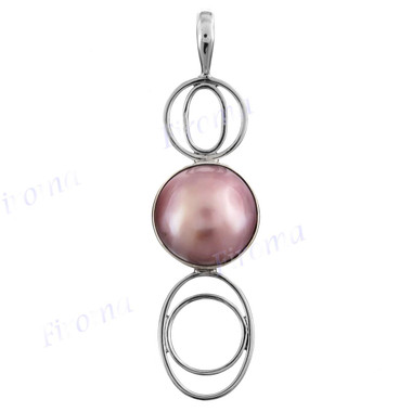 2 1/16" 925 Silver Pink Mabe Pearl Pendant