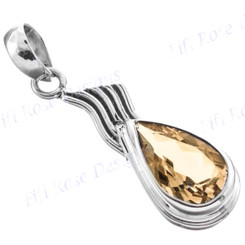1 5/16" 925 Silver Citrine Teardrop Pendant