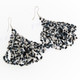 2 3/8" Seed Beads Black White Chandelier French Earrings