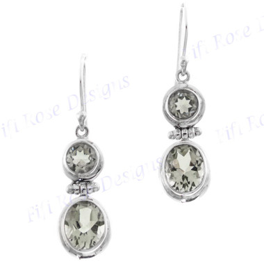 1" 925 Silver Green Amethyst French Wires Earrings