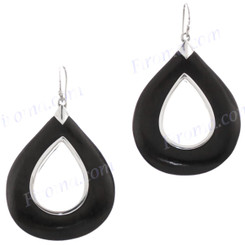 1 3/4" 925 Silver Sono Wood French Hook Earrings