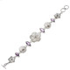 925 Silver Mabe Pearlea Amethystea Flower 7 1/2" Toggle Bracelet