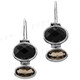 7/8" 925 Silver Onyx Smokey Quartz French Wires Earrings