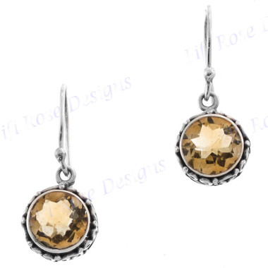 3/8" 925 Silver Citrine us 8 French Wires Earrings