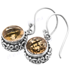 3/8" 925 Silver Citrine us 8 French Wires Earrings
