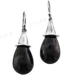 15/16" 925 Silver Hypersthene Teardrop French Wires Earrings