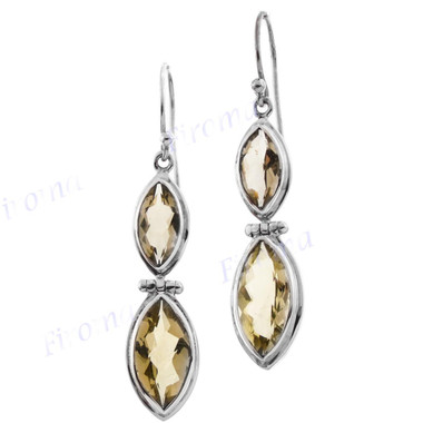 1 5/16" 925 Silver Lemon Quartz French Wires Earrings