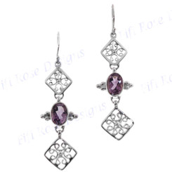 1 9/16" 925 Silver Amethyst French Wires Earrings