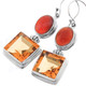 1 3/16" 925 Silver Carnelian Citrine French Wires Earrings