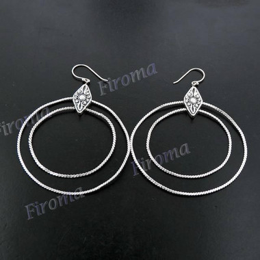 2 15/16" 925 Silver French Wires Earrings