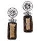1 1/16" 925 Silver Smokey Quartz White Quartz Post Earrings