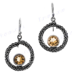 3/4" 925 Silver Citrine French Wires Earrings