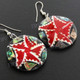 Paua Abalone Cone Shell 18" Black Red Wires Necklace Earring