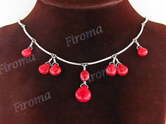 Red Coral 20" Silver Necklace
