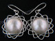 1" 925 Silver White Mabe Pearl French Wires Earrings