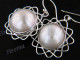 1" 925 Silver White Mabe Pearl French Wires Earrings