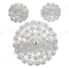 925 Silver Flower Brooche Earring