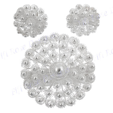 925 Silver Flower Brooche Earring