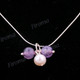 925 Silver Freswater Pearl Amethystea 16" Hook Necklace