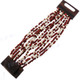 3mm Glass Seed Beads Buckle 7" Beige Red Bracelet