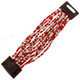 3mm Glass Seed Beads Buckle 7" Coral Red Beige Bracelet